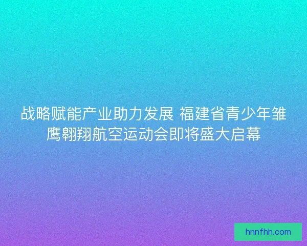 战略赋能产业助力发展 福建省青少年雏鹰翱翔航空运动会即将盛大启幕